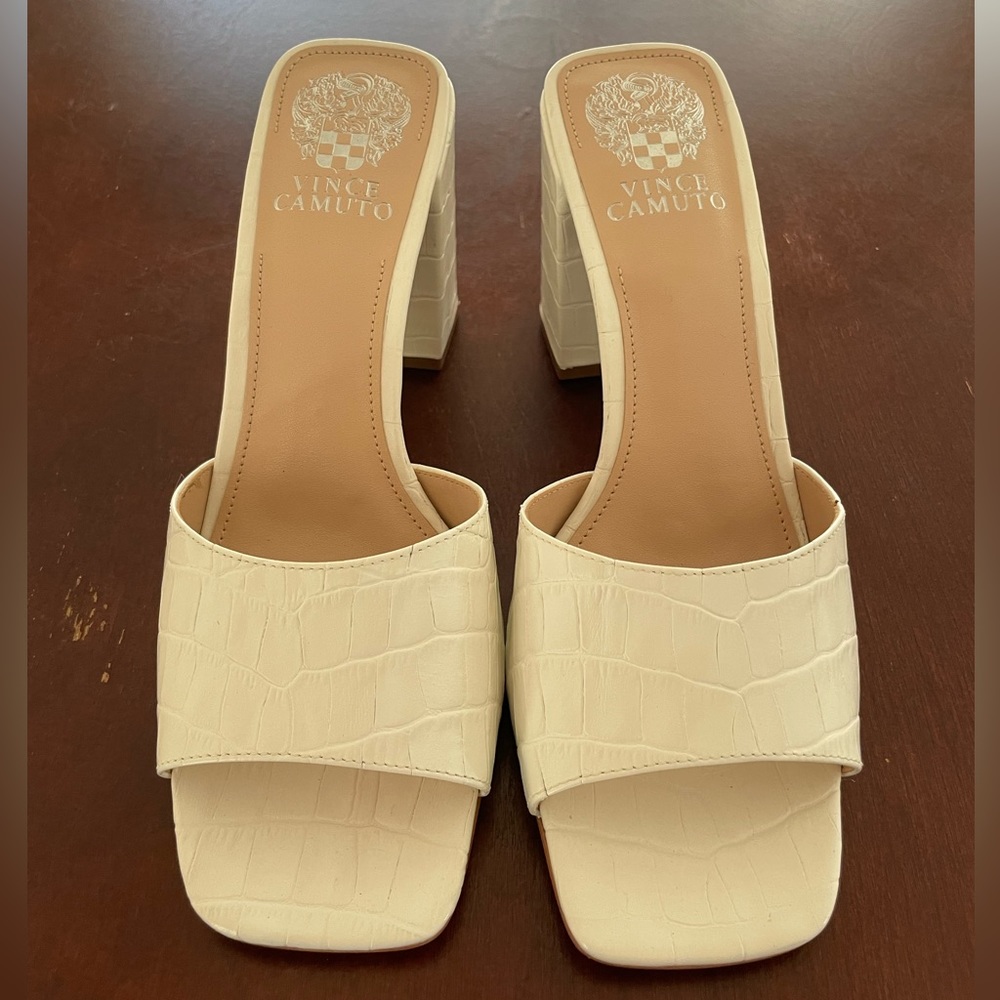 Vince Camuto white block heels size 8